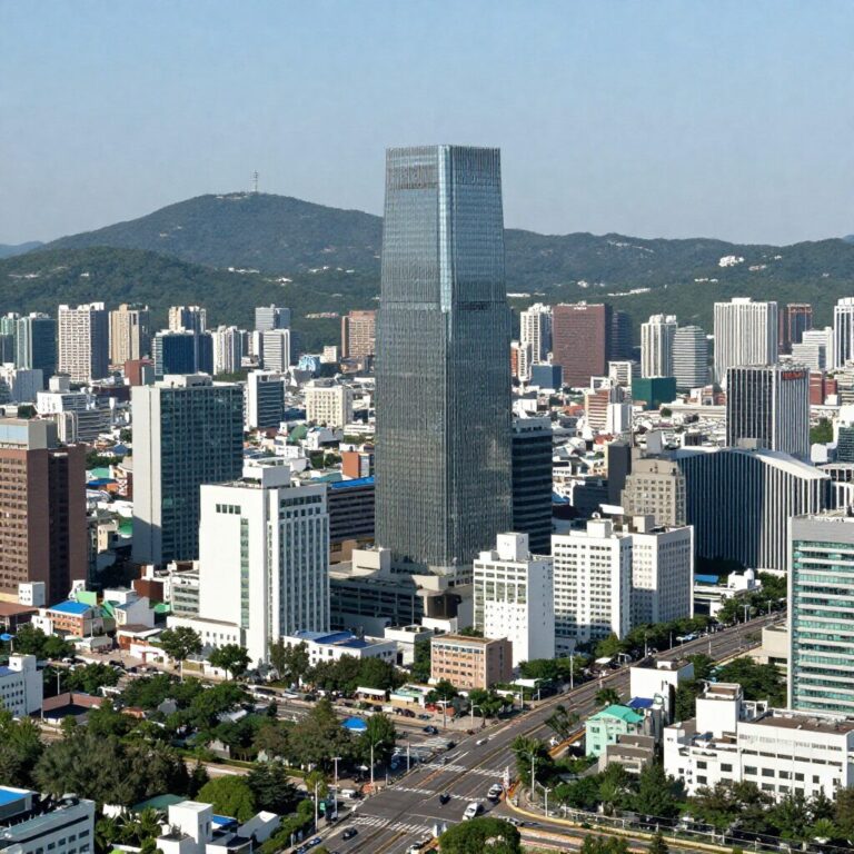 안양역과 가까운 도시 경관과 주변 상권을 보여주는 이미지