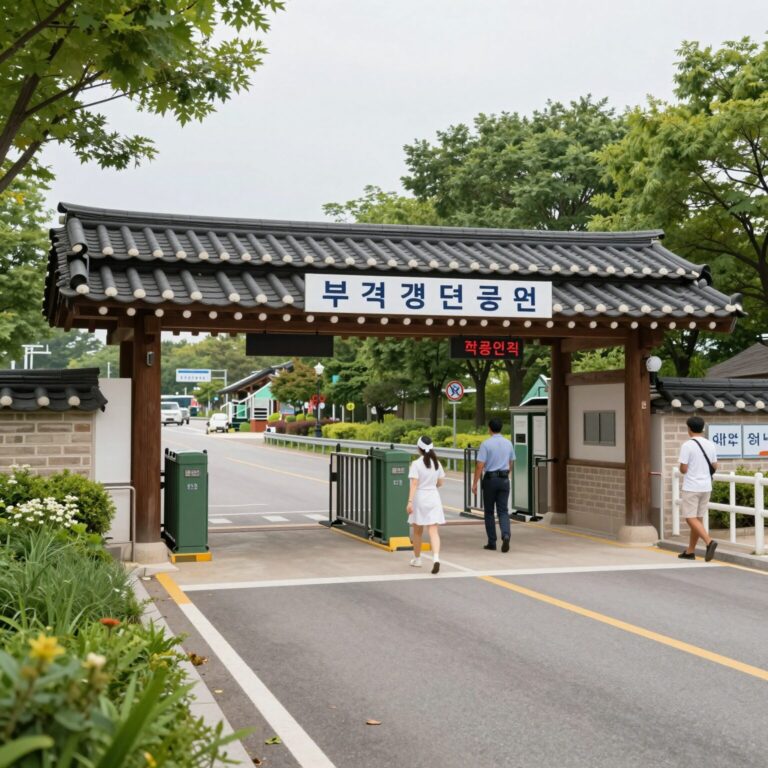 부경경마공원역 출입구와 주변 도로 풍경