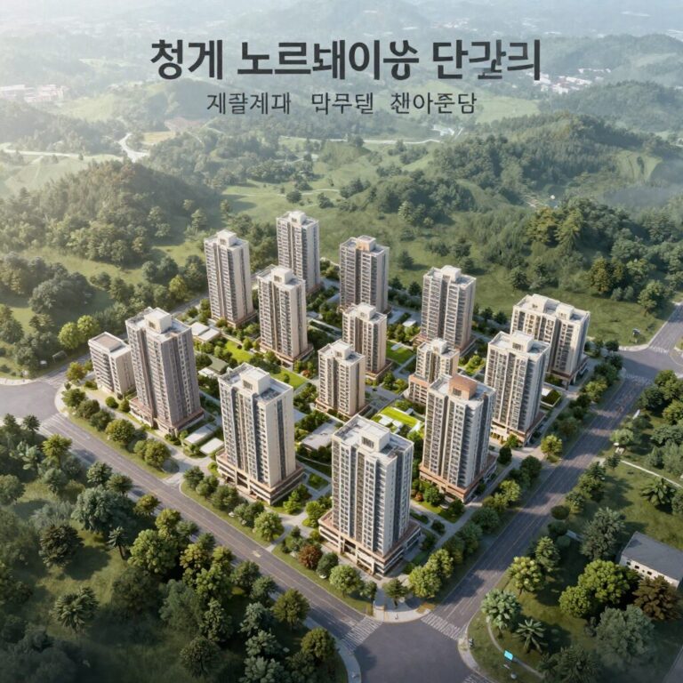 청계 노르웨이숲 단지 조감도와 주변 지도