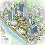 신도림역과 대형 쇼핑몰이 보이는 동문 디 이스트 단지 입지 조감도