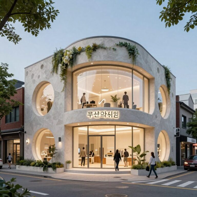 고촌센트럴자이 모델하우스 외관과 주변 상권