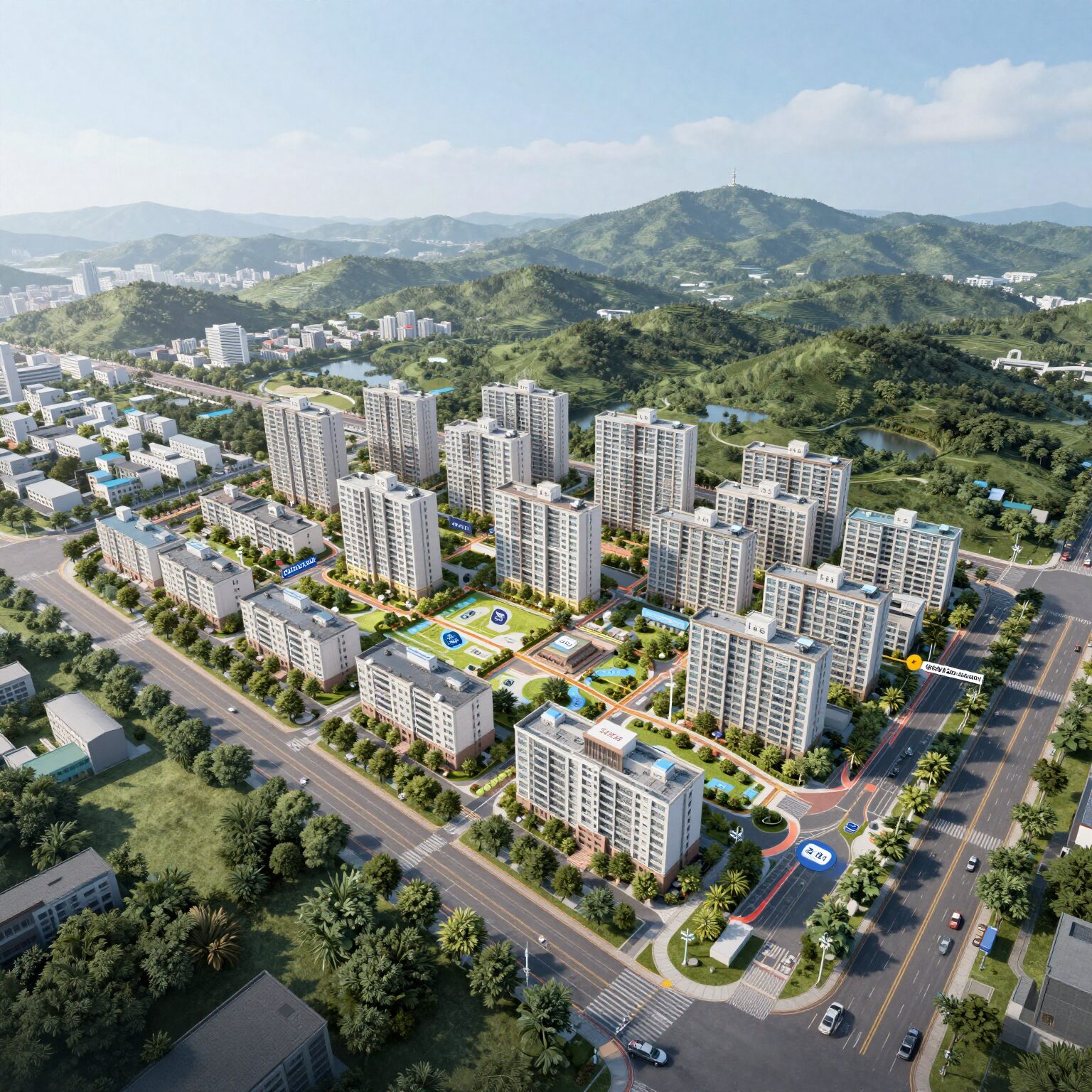 한화포레나 부산당리 단지 조감도와 주변 교통망