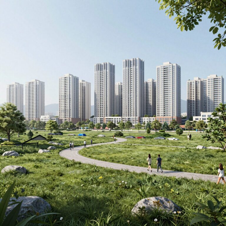 힐스테이트 용인마크밸리 단지 전경과 주변 녹지 공원 조망