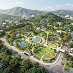 경산 상방공원 호반써밋 1단지 조감도와 공원 조성 예상도