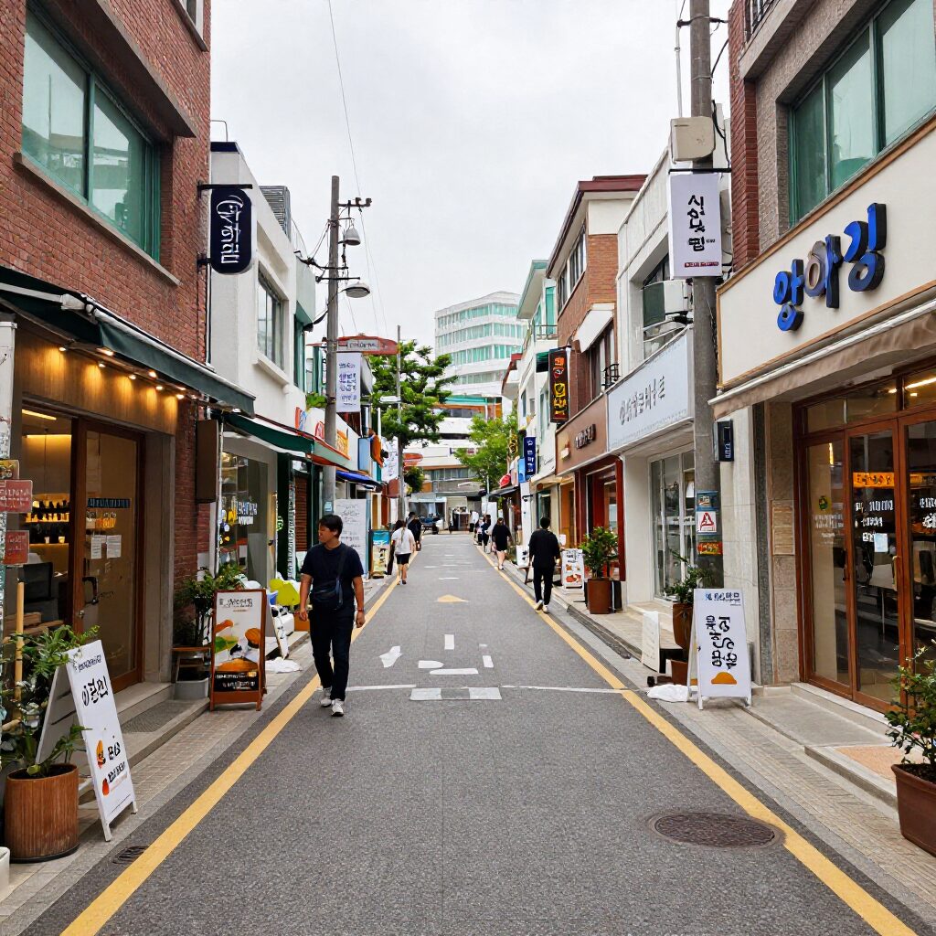 인하대학교 주변의 활기찬 거리와 상점들