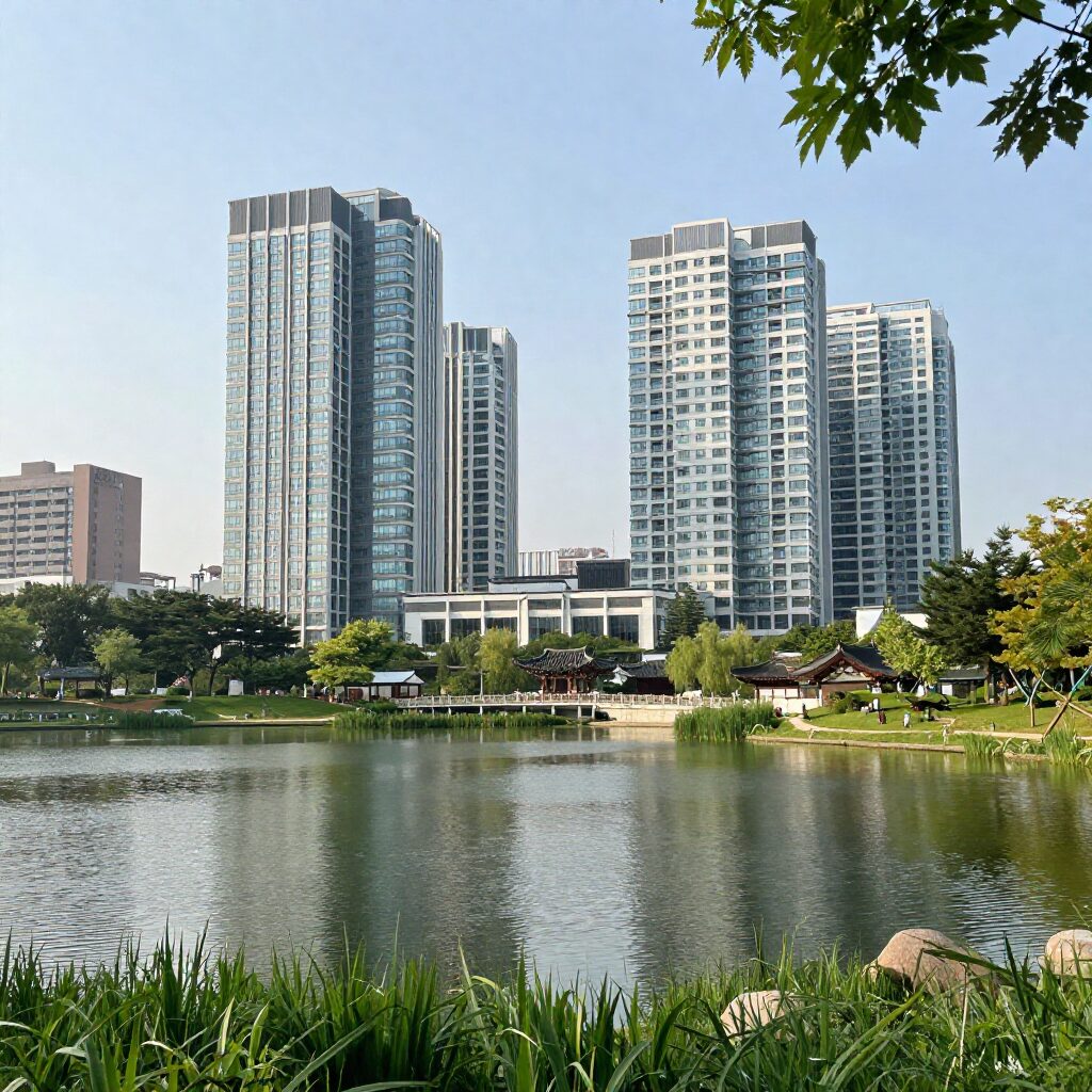 시흥 은계 에피트 단지 외관과 주변 은계호수공원 전경