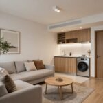 잠실 테라412 오피스텔 내부 거실과 주방 인테리어