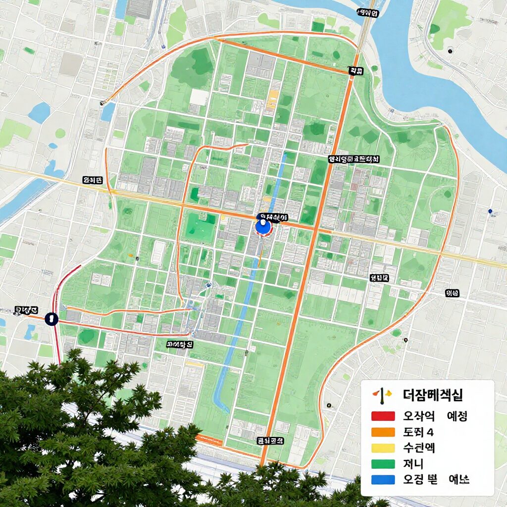 의왕 더샵캐슬 위치와 인근 오전역 예정 위치 표시된 지도