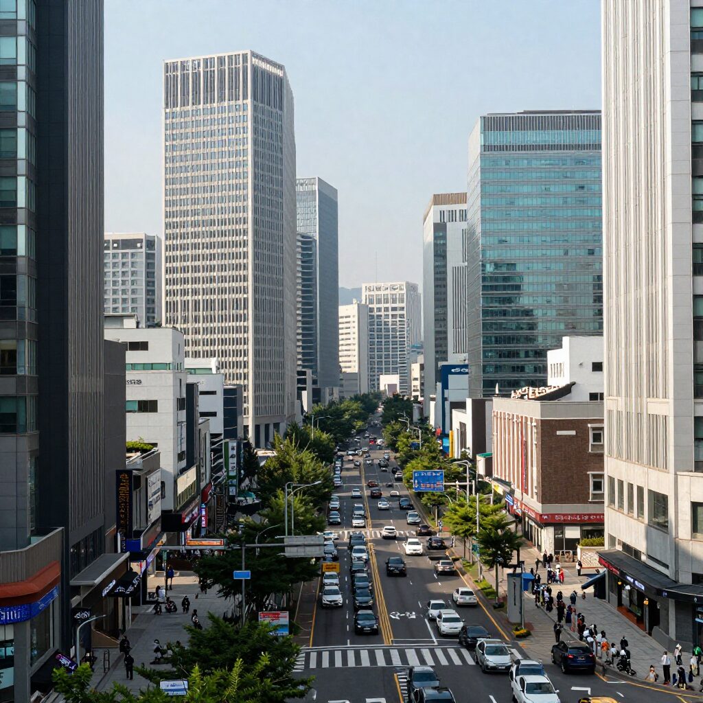 운서역과 주변 상권을 조망한 전경