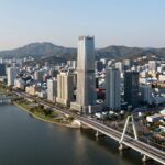 원주 반도유보라 마크브릿지 아파트 단지 전경과 주변 혁신도시 조감도