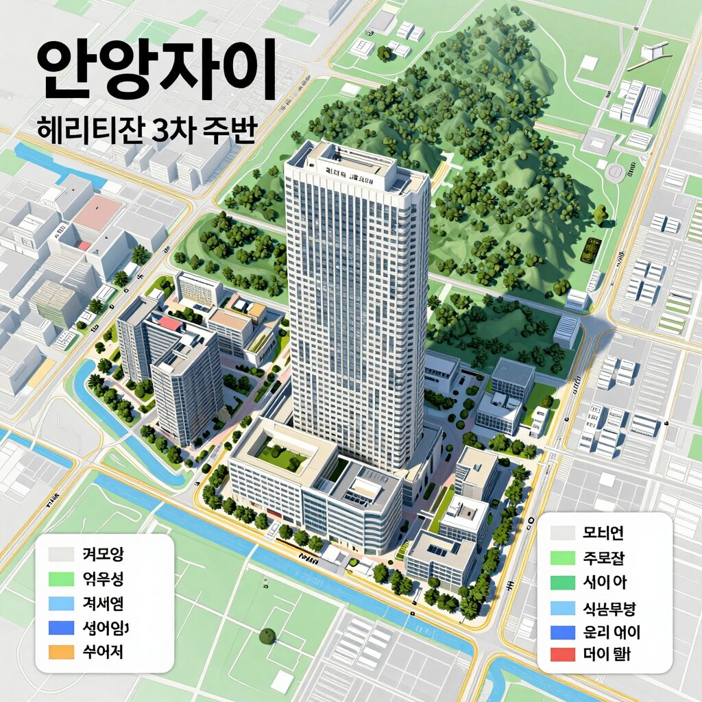 안양자이 헤리티온 3차 주변 지도로 역세권과 주요 생활 인프라가 한눈에 들어옴