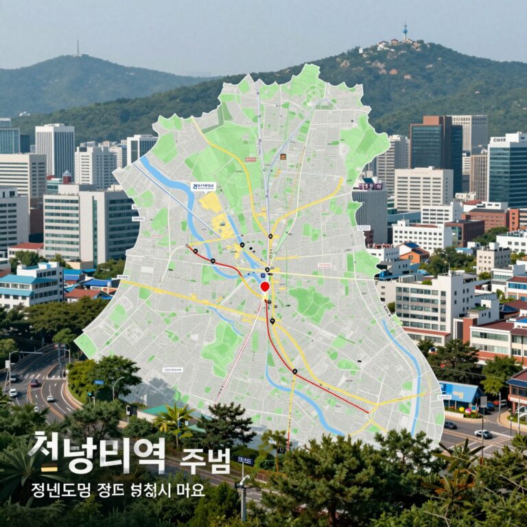 청량리역 주변 도시 경관과 역세권 지도