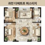 과천 디에트르 퍼스티지 59평형대 평면도 광폭 거실 구조