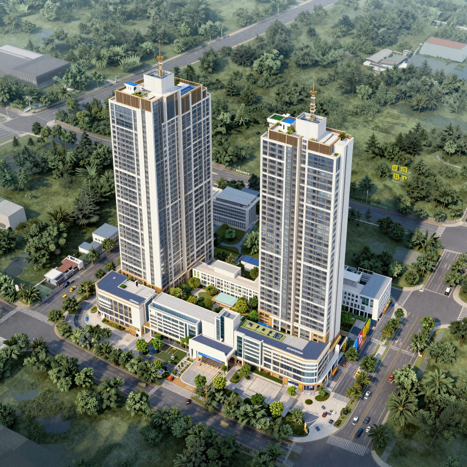 대전 도안신도시 내 도안자이 센텀리체 1단지와 2단지 위치 비교 지도