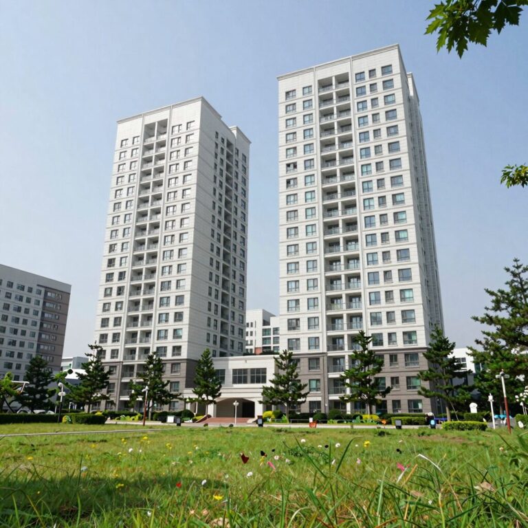 두산위브더제니스 구미 아파트 단지 전경과 주변 공원 조망