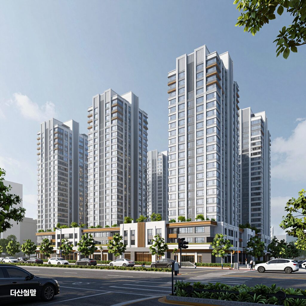 두산위브 더센트럴 수원 조감도와 단지 배치도