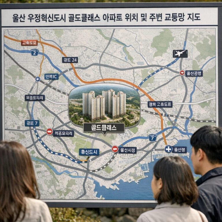 울산 우정혁신도시 골드클래스 아파트 위치 및 주변 교통망 지도