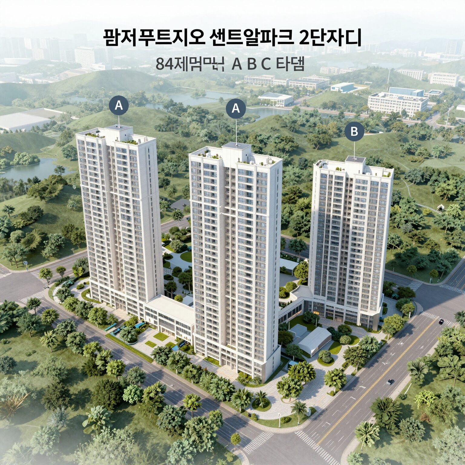 관저 푸르지오 센트럴파크 2단지 84제곱미터 평면도 A B C 타입 비교