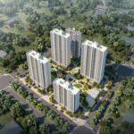 풍무역세권에 위치한 수자인 그라센트 2차 아파트 단지의 조감도와 주변 지도 이미지