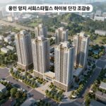 용인 양지 서희스타힐스 하이뷰 단지 조감도와 입지 정보를 담은 이미지