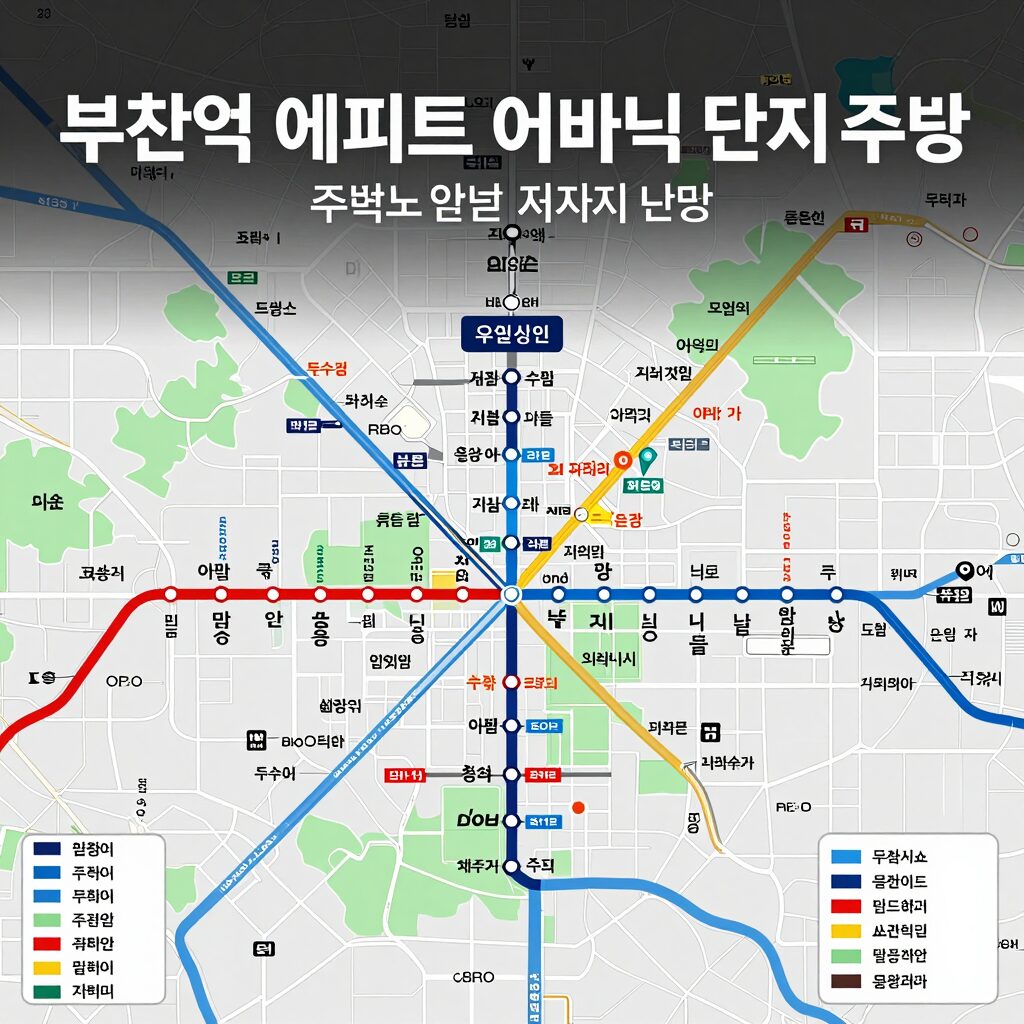 부천역 에피트 어바닉 단지 주변 지하철 노선과 주요 도로를 표시한 입지 지도