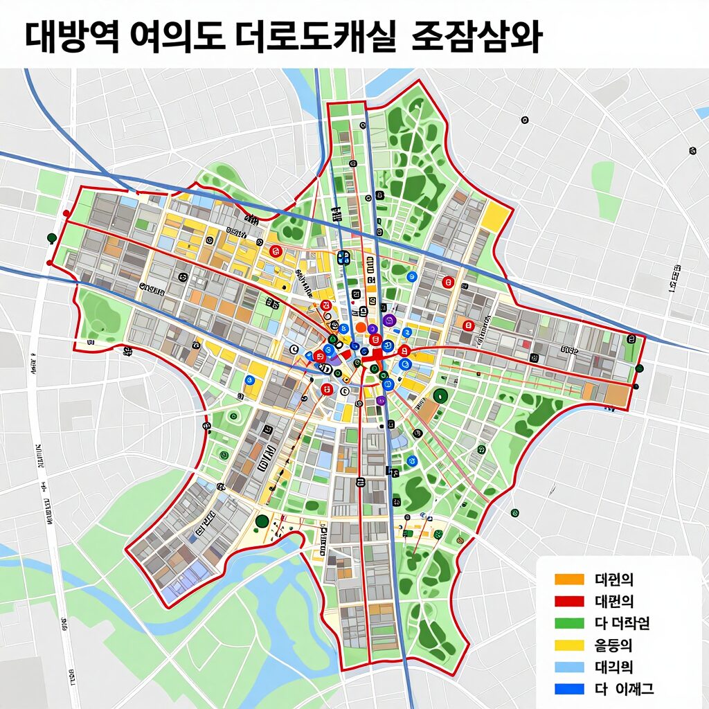 대방역 여의도 더로드캐슬 3차 단지 조감도와 주변 입지