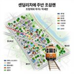 도안자이 센텀리체 주변 조감도와 트램 역세권 표시