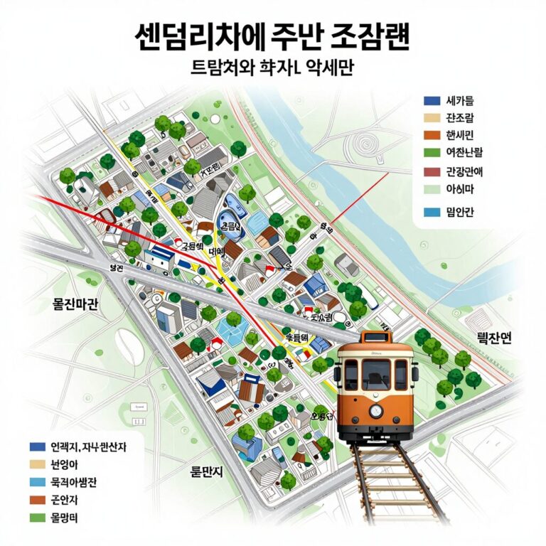 도안자이 센텀리체 주변 조감도와 트램 역세권 표시