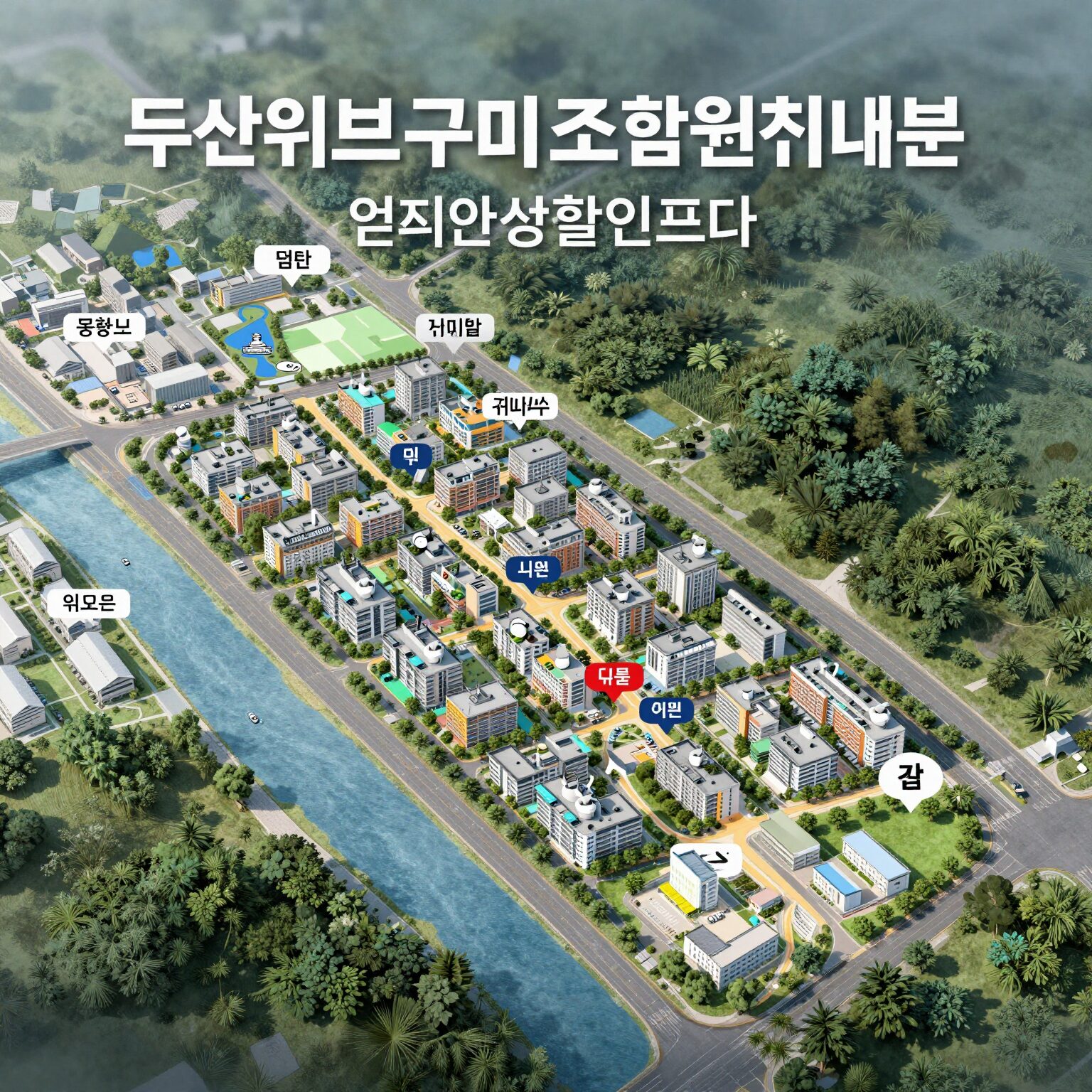 두산위브더제니스 구미 조합원취소분 입지와 주변 생활 인프라 안내 지도