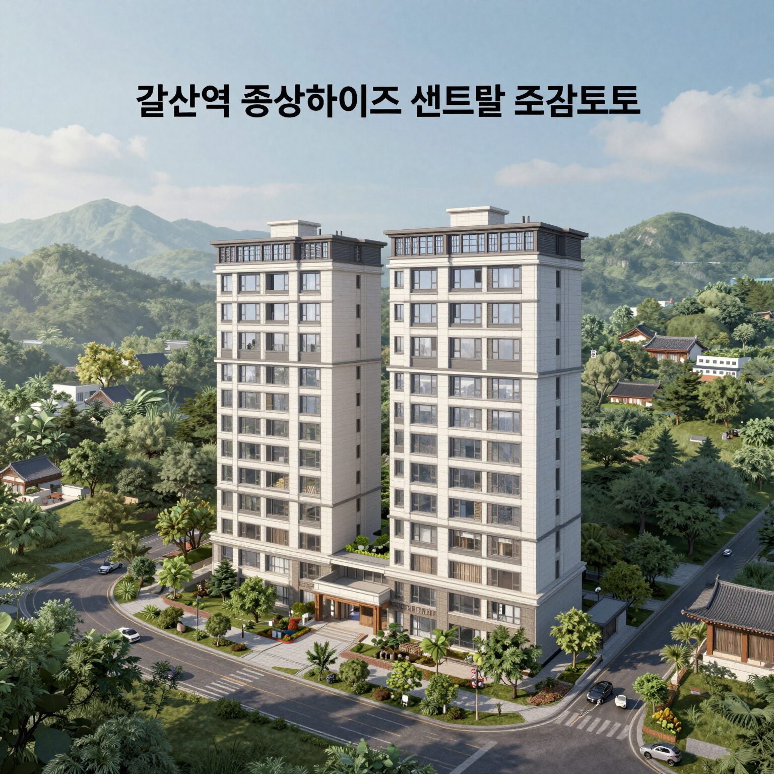 갈산역 중앙하이츠 센트럴 조감도와 투룸 평면도