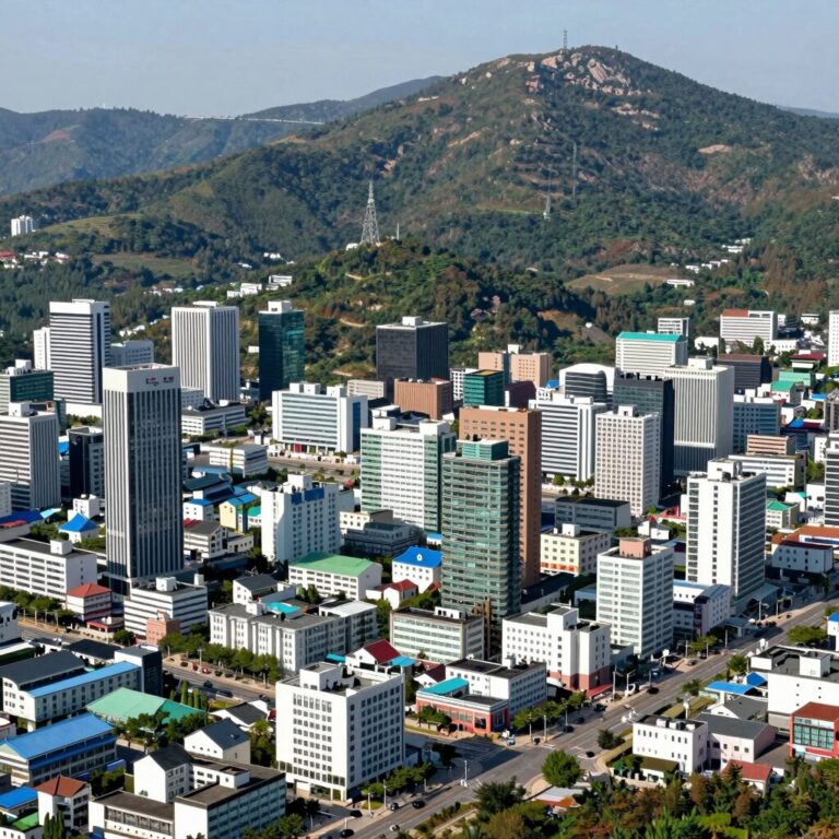 강릉 성보필리오 더센트럴힐즈 조감도와 주변 도심 전경