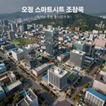 오정 해모로 스마트시티 조감도로 단지 외관과 주변 물류단지가 보임