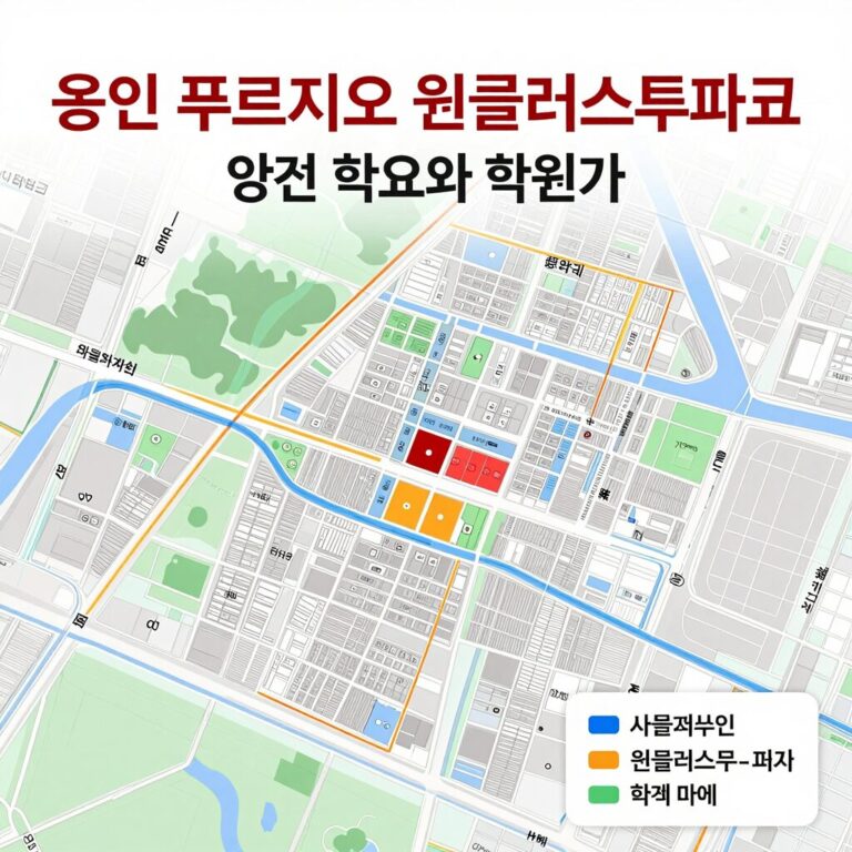 용인 푸르지오 원클러스터파크 인근 학교와 학원가 위치 안내 지도