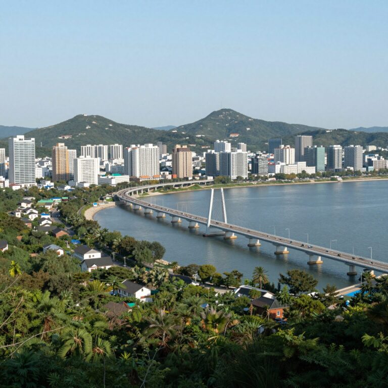 알티에로 광안 조감도로 배산임수 입지와 남향 배치, 광안대교 조망이 돋보이는 단지 전경