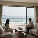 변산반도 펜션 네버엔딩스토리 거실에서 바라본 오션뷰