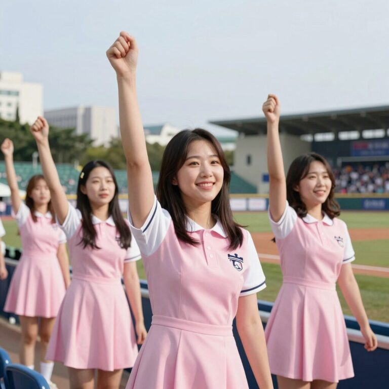 부산 사직야구장 불꽃야구2 직관 관중과 핑크 드레스코드 응원 모습