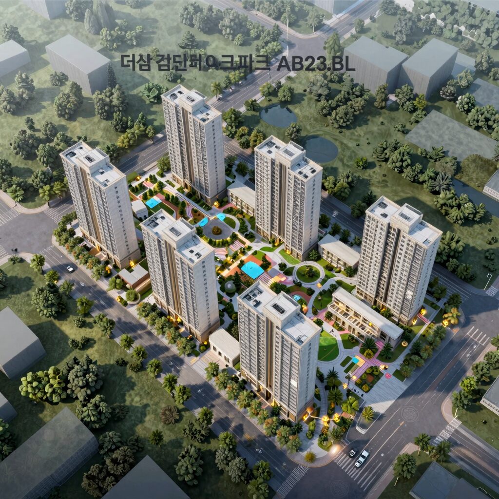 더샵 검단레이크파크 AB23BL 조감도와 단지 배치도