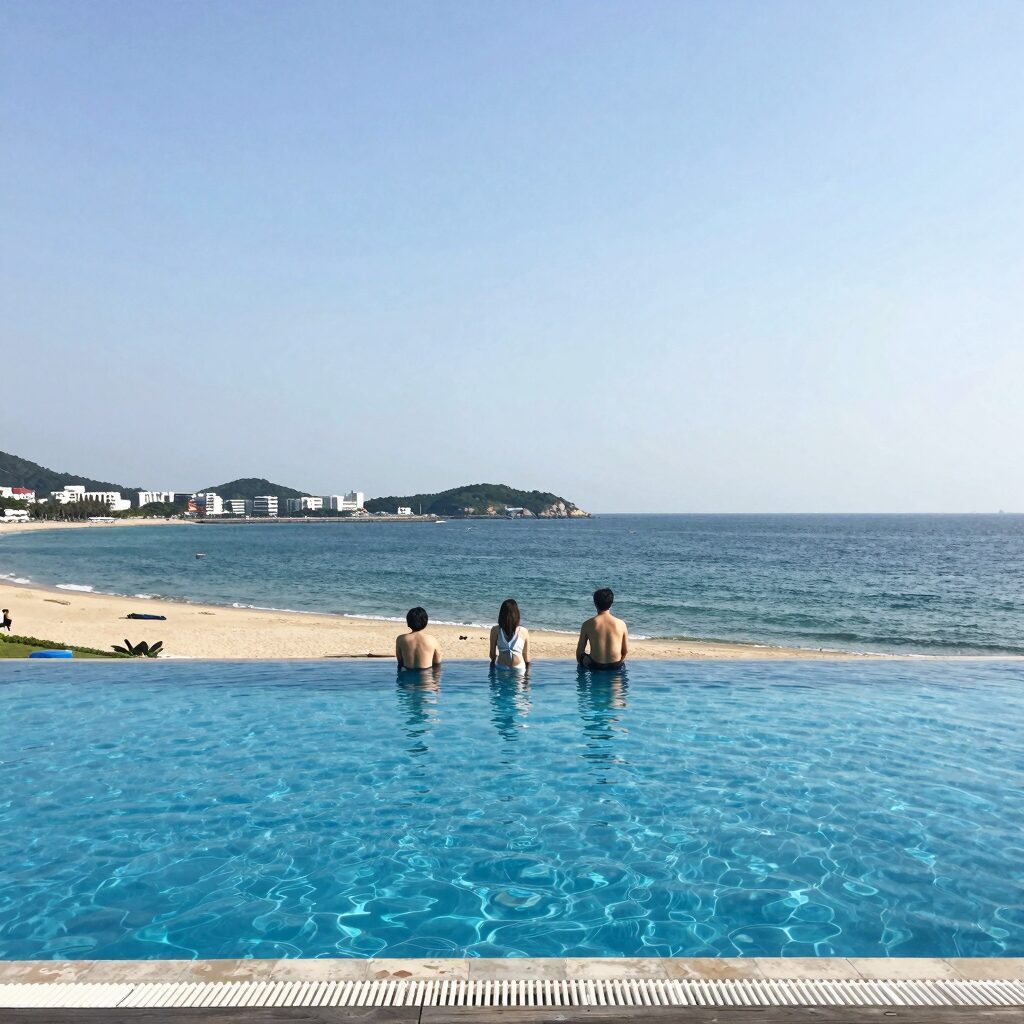 거제도 풀빌라 인피니티 수영장에서 바라본 바다 전경