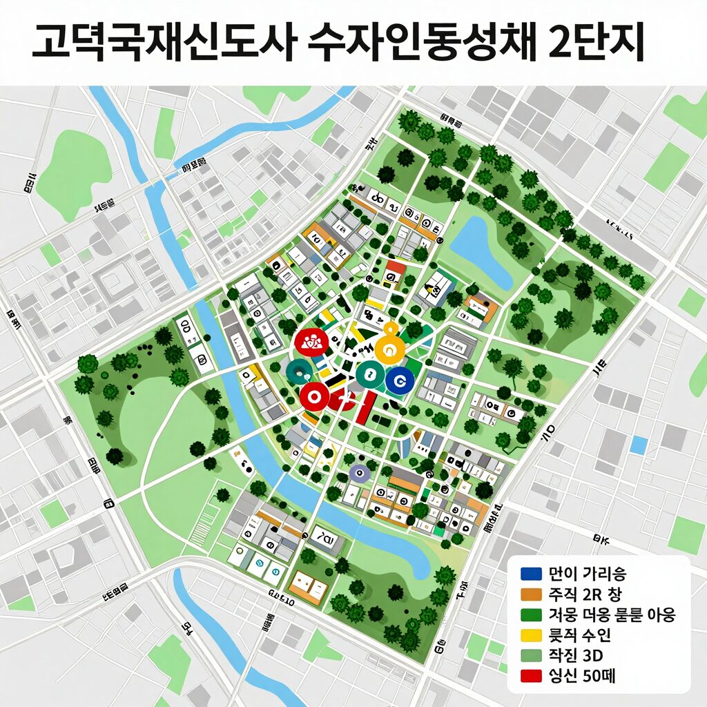 고덕국제신도시 수자인풍경채 2단지 입지와 주변 학교, 공원, 교통 정보를 담은 지도
