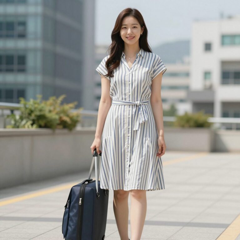 Hazzys stripe dress summer styling for office and travel