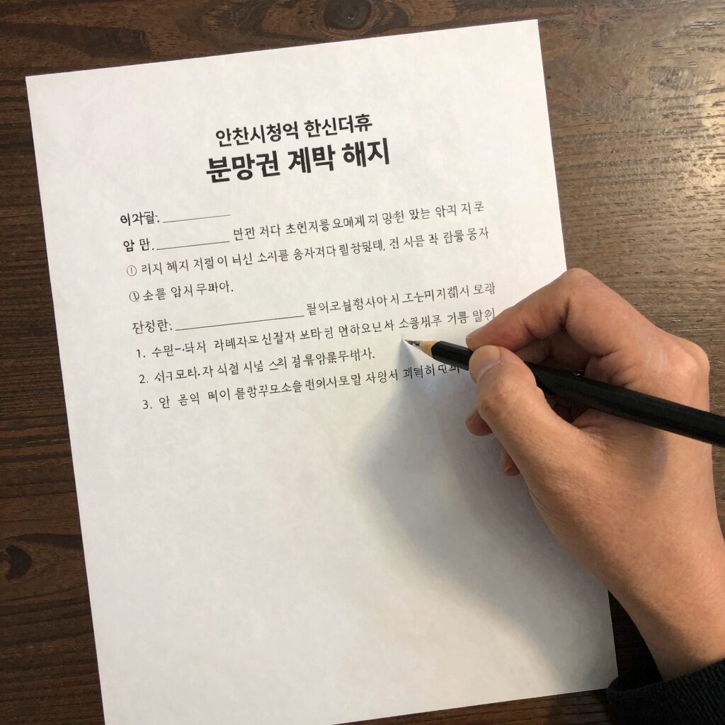 인천시청역 한신더휴 분양권 계약 해지 관련 법률 서류를 검토하는 모습