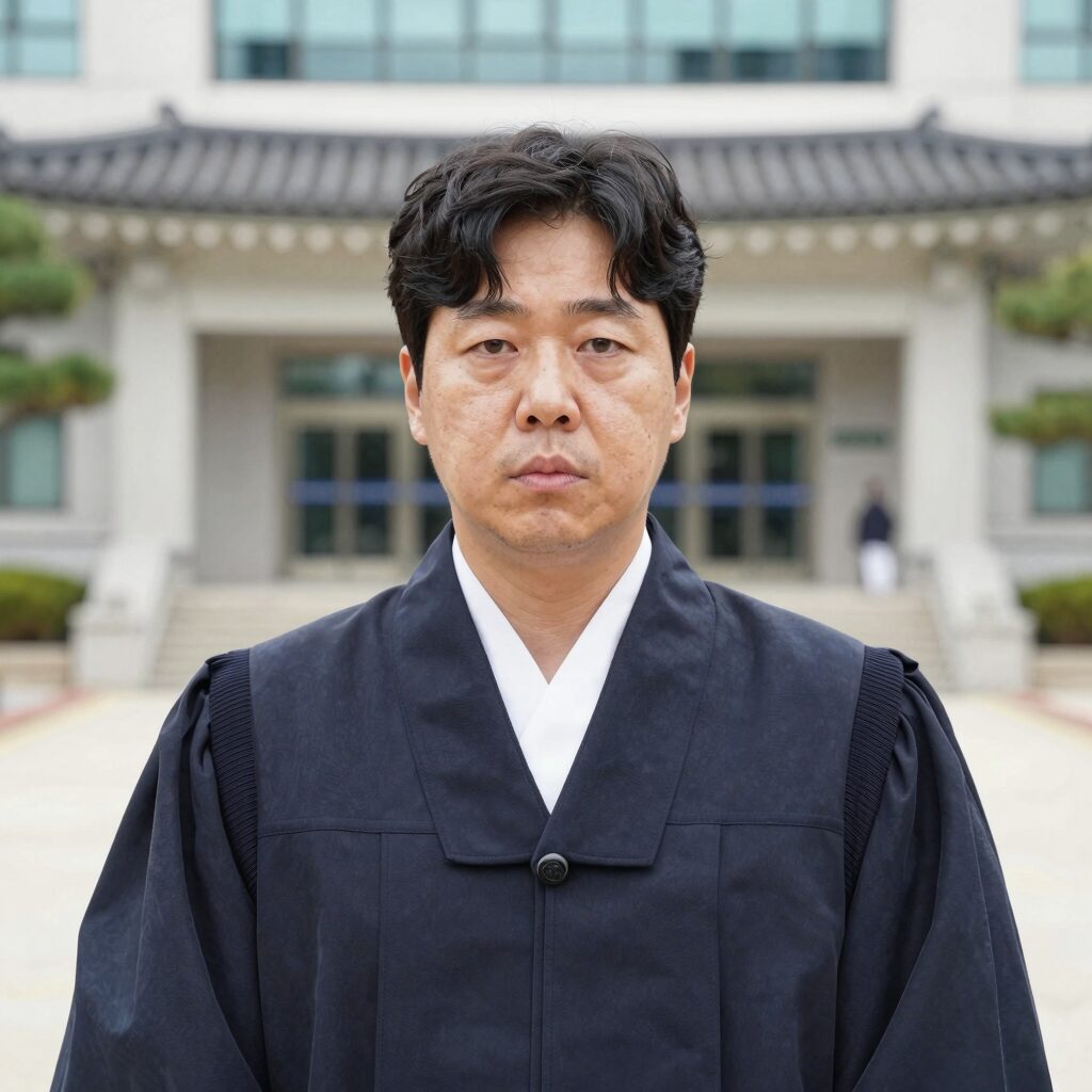 조순표 판사 프로필 사진, 법복을 입고 엄숙한 표정