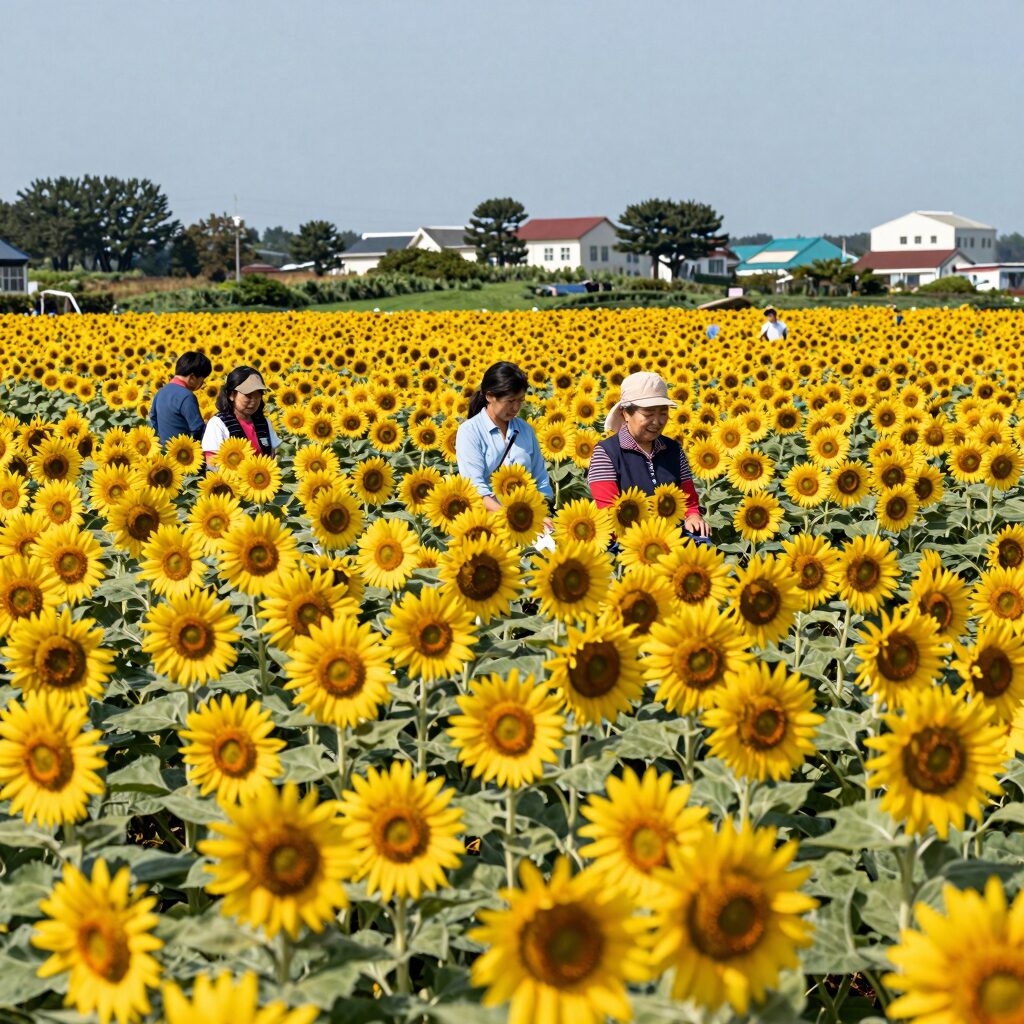 제주 김경숙 해바라기 농장의 넓은 해바라기 밭 전경