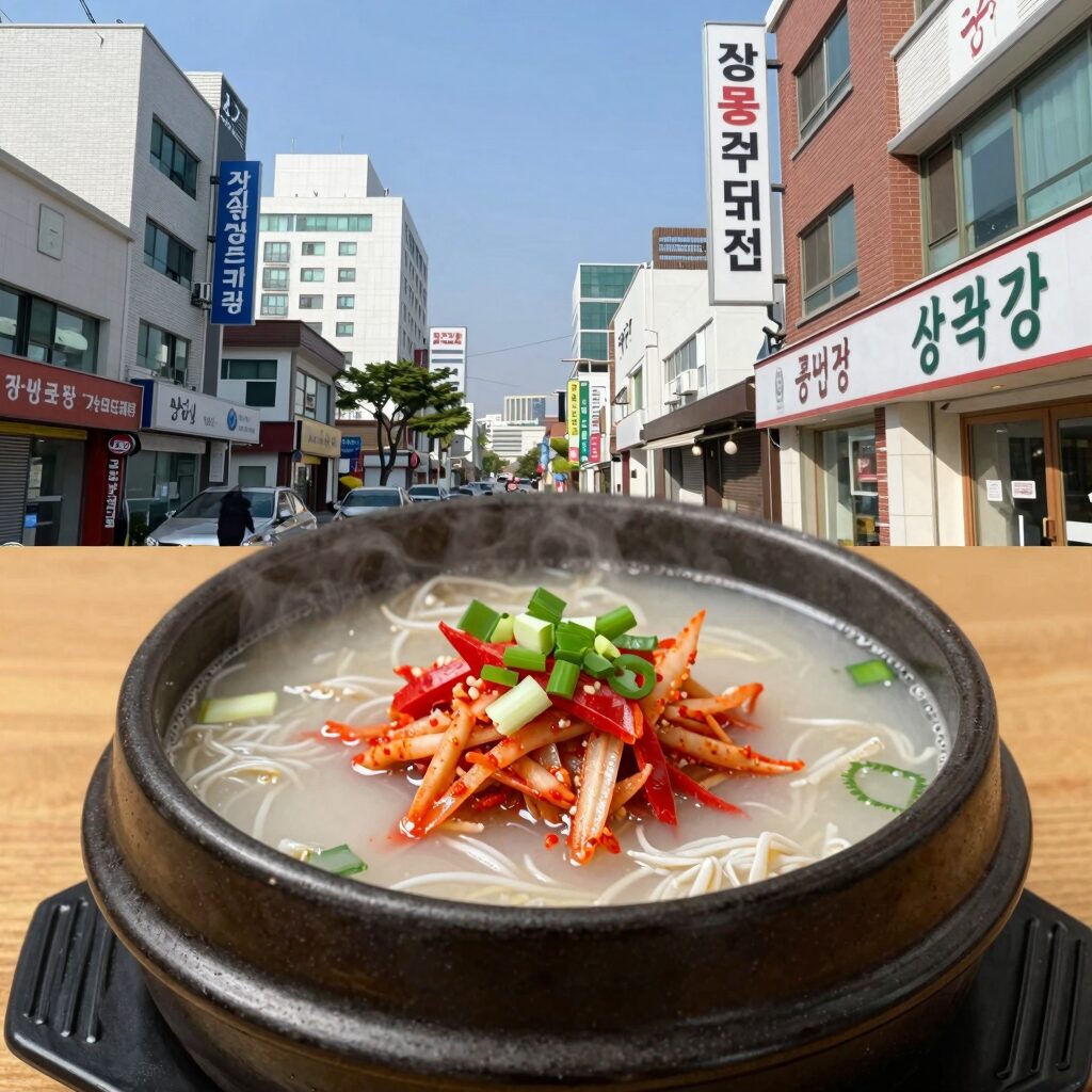 콩면당 상암본점의 정통 콩국수와 김치콩전 사진