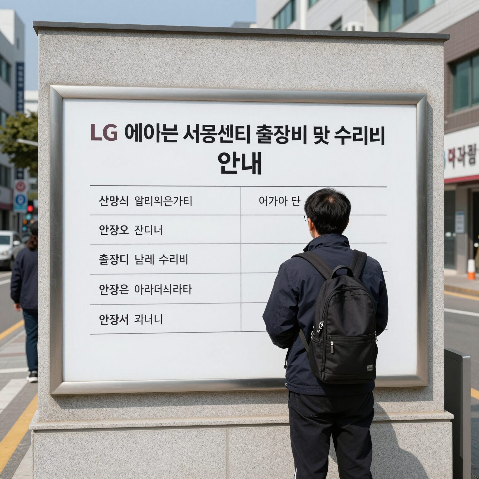 LG에어컨 서비스센터 출장비 및 수리비 안내 표