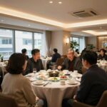 이경실 환갑잔치가 열린 이성미 아들 레스토랑 내부 모습, 세련된 인테리어와 따뜻한 조명이 돋보인다