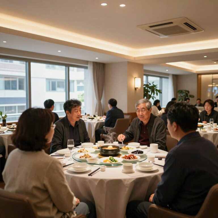 이경실 환갑잔치가 열린 이성미 아들 레스토랑 내부 모습, 세련된 인테리어와 따뜻한 조명이 돋보인다