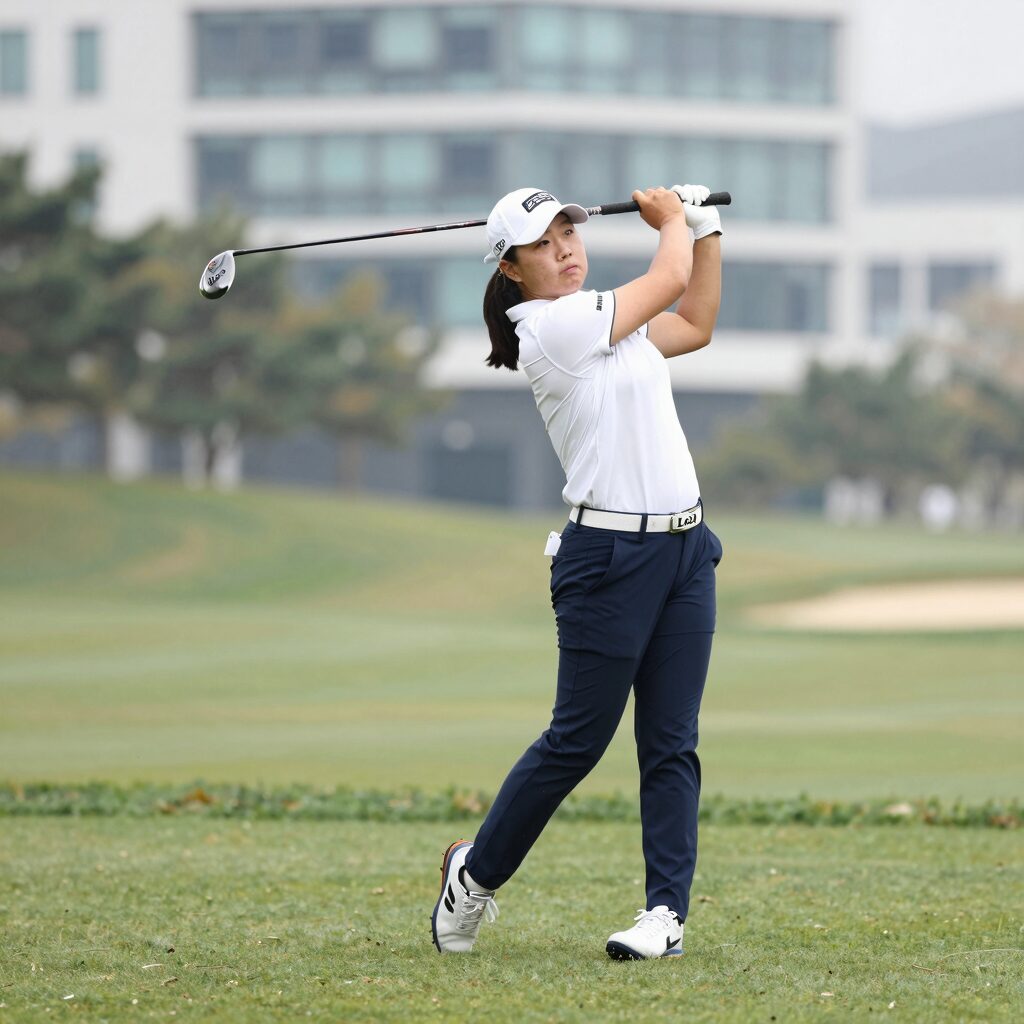 양희영이 LPGA 개막전에서 아이언 샷을 준비하고 있는 모습
