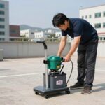 효자 전동 예초기 조립 완성 모습, 42V 브러시리스 모터와 6000mAh 배터리 장착