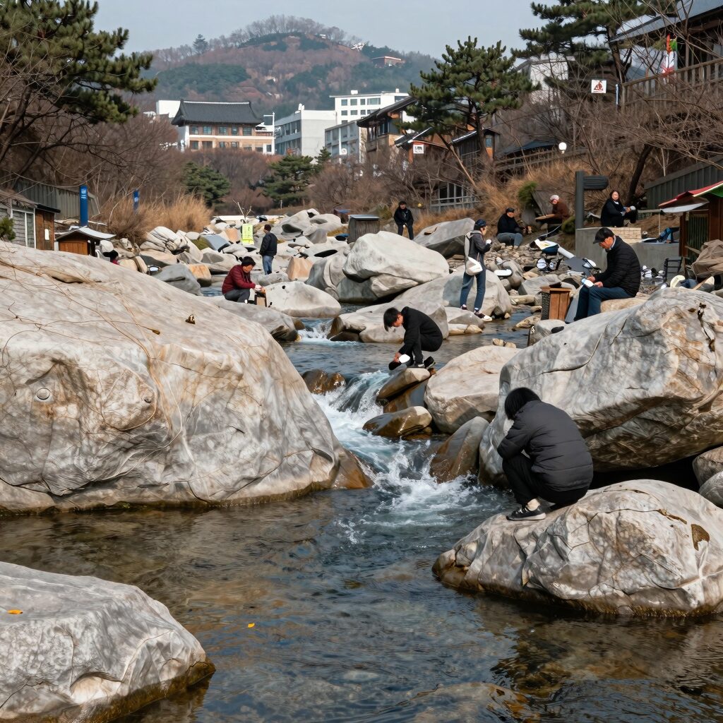 양산 내원사 계곡 맑은 물과 바위
